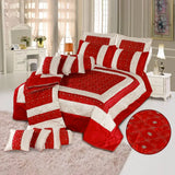 Silk Embroidered Bridal Comforter Set Red & White-50129 OS