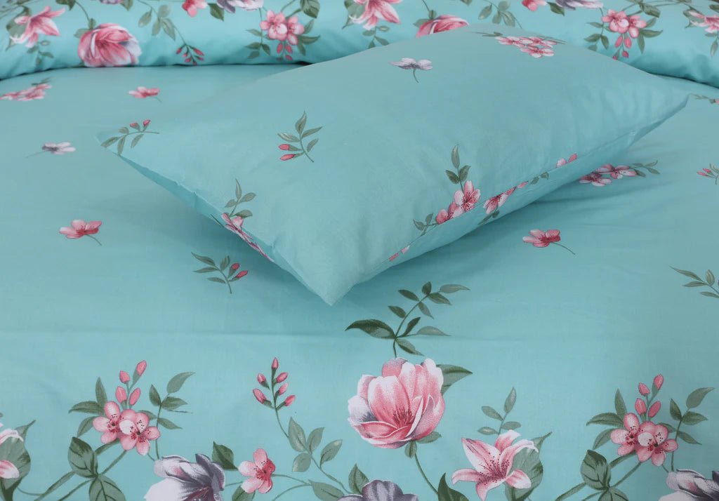Aqua Bloom - Bed Sheet Set - Lotus