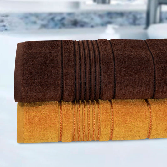 Bath Towel Stripe Chocolate & Mustard - 428 - Lotus