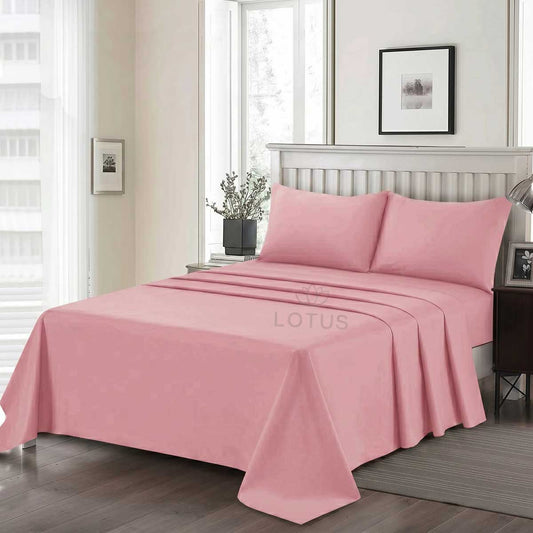 3 Pcs King Size Ultra Soft Dyed Bedsheet - Baby Pink
