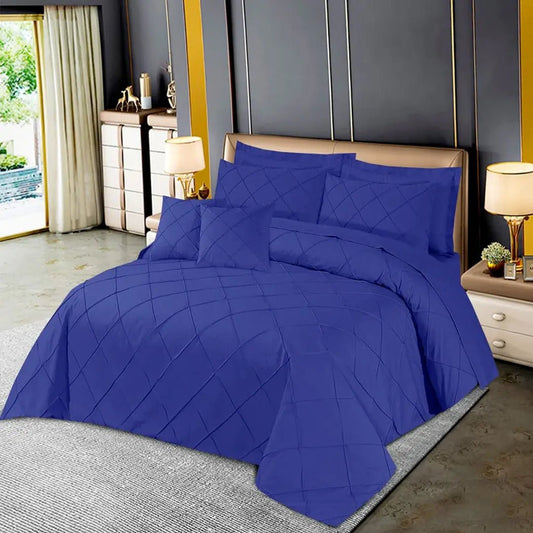 Diagonal Pleated Duvet Set 8 Pcs Royal - 40150 RFS - Lotus