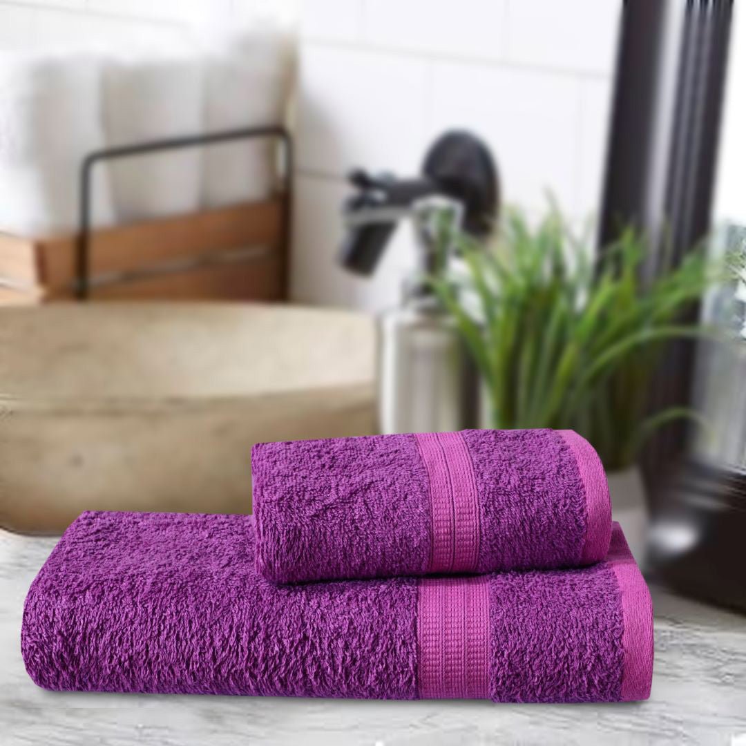 Export Quality Towel Set Magenta (Pack Of 2) - 549 - Lotus