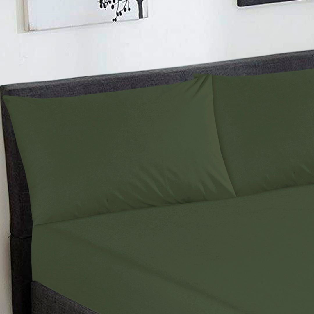Fitted Sheet Set Olive Green Single - 30318 RFS - Lotus