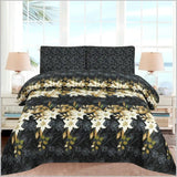 Golden Leafy Floral - Bed Sheet Set - Lotus