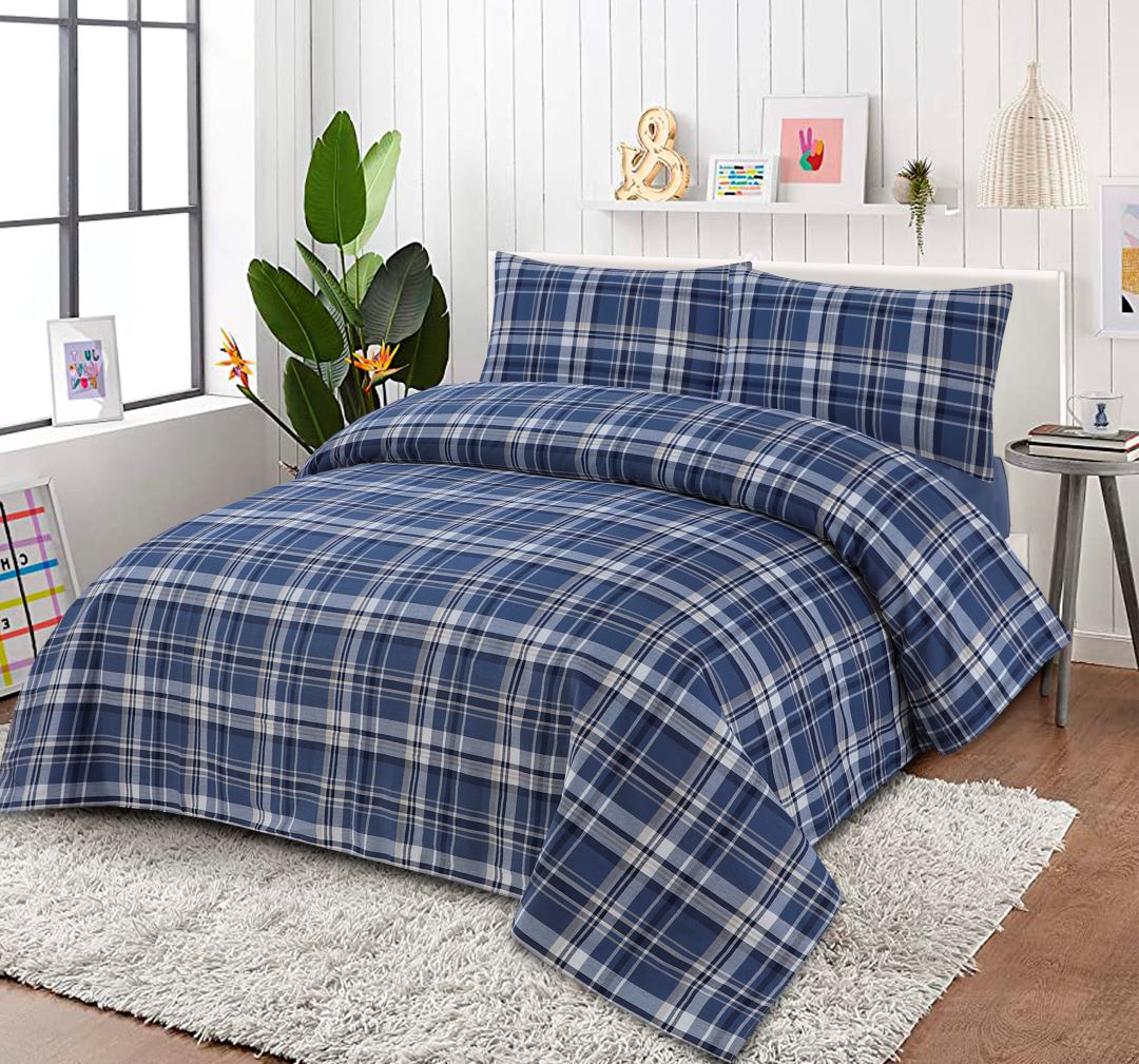 Gray Plaid Yarn Dyed Bedsheet Set Queen - Lotus
