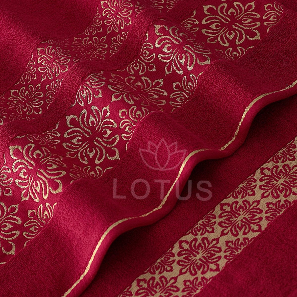 Maroon Flower - Jacquard Bath Towel - Lotus