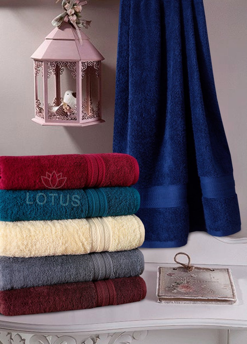 Maroon V Stripe - Bath Towel - Lotus
