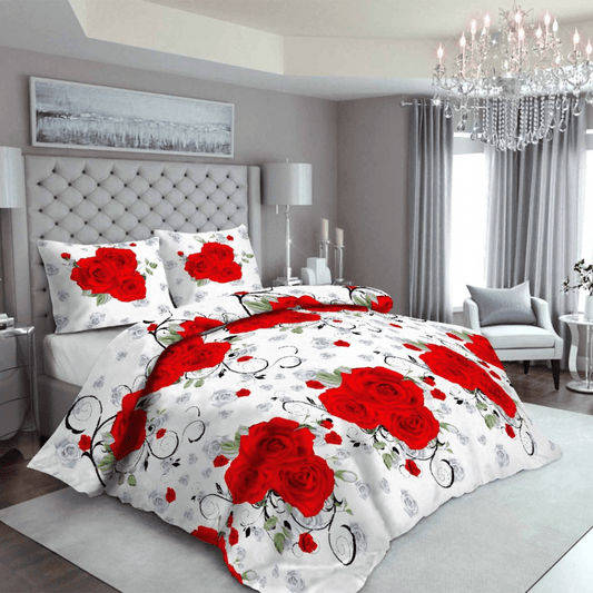 Micro Fiber Bed Sheet 3D Red Rose Single - 30264 - Lotus