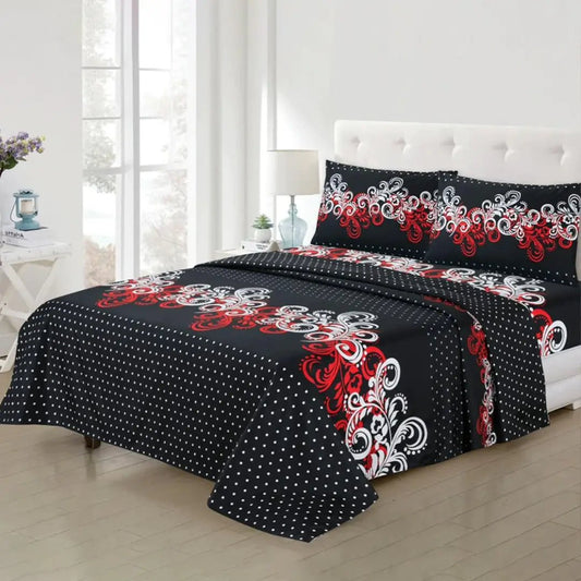 Micro Fiber Bed Sheet Black & White Paisley Single - 30263 - Lotus