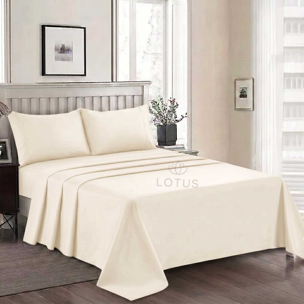 2 Pcs Single Size Easy Care Dyed Bedsheet - Off White (Limited stock)
