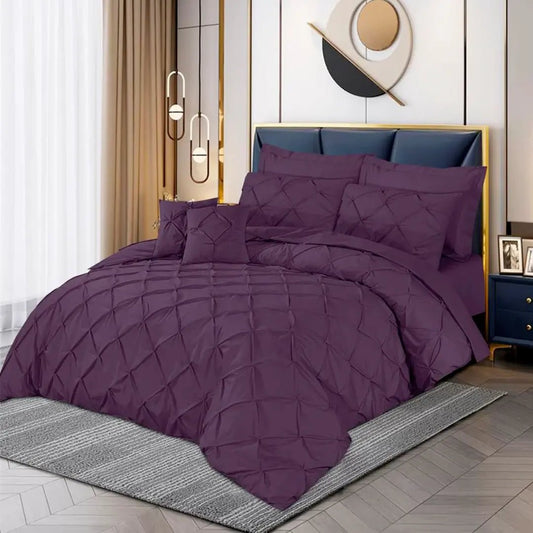 Pin Tuck Quilt Cover Set 8 Pcs Blueberry Wine - 40238 RFS - Lotus