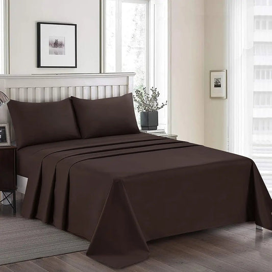 Plain Dyed Bed Sheet Set Brown King - 30297 RFS - Lotus
