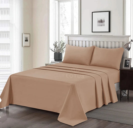 Ultra Soft Bed Sheet Set – Beige, King Size, 3 Pc - Lotus