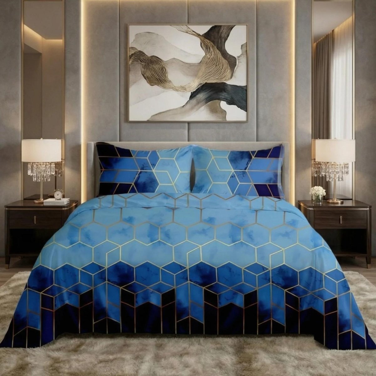 Ultra Soft Bed Sheet Set – Hexa, King Size, 3 Pc - Lotus