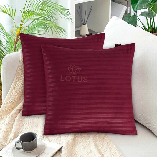Ultra Soft Cushion Cover – Maroon Stripe, 2 Pc - Lotus