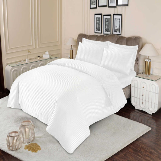Ultra Soft Duvet Cover Set – White Stripe, King Size, 6 Pc - Lotus