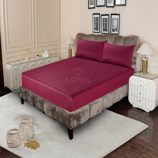 Ultra Soft Fitted Sheet Set – Maroon Stripe, King Size, 3 Pc - Lotus
