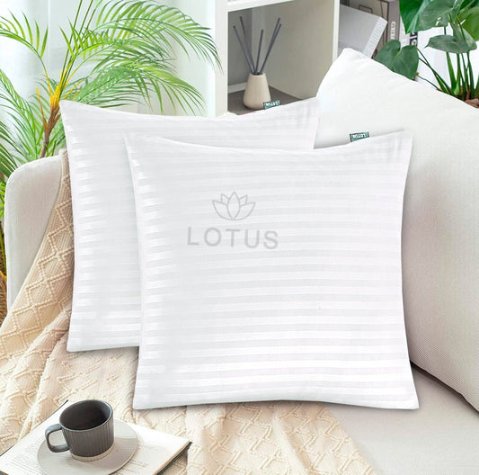 White Sateen Stripe - Cushion Cover ( Pack of 2 ) - Lotus