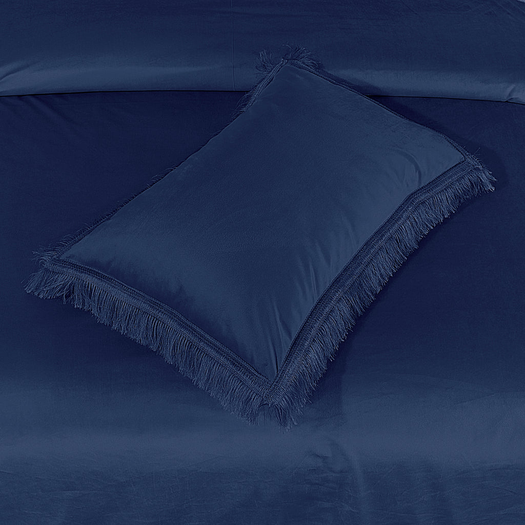 Velvet Bed Sheet 5 Pcs Navy King-40107