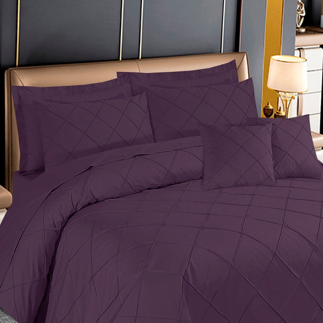 Diagonal Pleated Duvet Set 8 Pcs Blueberry Wine-40237 RFS