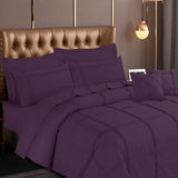 Square Pleated Quilt Cover Set Blueberry Wine-40239 RFS