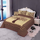 Jacquard Velvet Bed Sheet Set 4 pcs Autumn Tree Chocolate King-40219 RFS