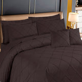 Diagonal Pleated Duvet  Cover Set 8 Pcs Brown-40151 RFS