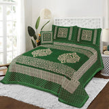 Jacquard Velvet Bed Sheet Set 4 pcs  Mandala Forest Green King-40234 RFS