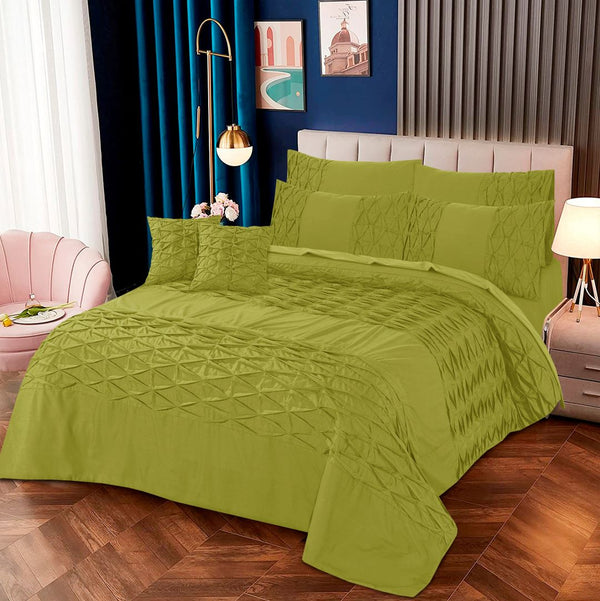 Zigzag Pleated Duvet Cover 8 Pcs Set Oasis-40131 (Limited Stock)