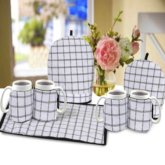 7 Pcs Quilted Tea Cozy Set Gray Check - TC2 - Lotus