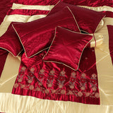 Bridal Comforter Set Silk Maroon Golden-40104