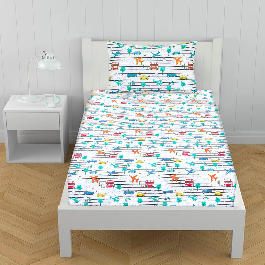 Cartoon Character Fitted Sheet Truck Single-30187
