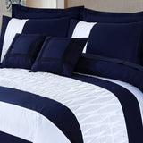 Warped Pleated Quilt Cover Set 8 Pcs Patriot Blue/White-40160 RFS