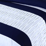 Warped Pleated Quilt Cover Set 8 Pcs Patriot Blue/White-40160 RFS