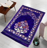 Quilted Prayer Mat (Jainamaz) Floral Blue-50107