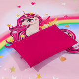 Cartoon Character Bed Sheet Pink Unicorn-30229