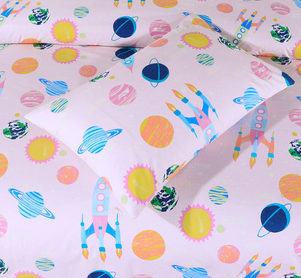 Glow in Dark Bed Sheet Children Umbrella Space 30128 lotuspk