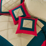 Square plated  Duvet Cover 8 Pcs  Set Red & Beige-40180 RFS