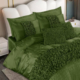 Silk Roly-Poly Pin Tuck Duvet Cover 8 Pcs Set Green-40268 RFS