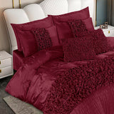 Silk Roly-Poly Pin Tuck Quilt Cover Set Maroon-40271 RFS