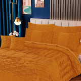 Zigzag Pleated Duvet Cover 8 Pcs Set Mustard-40136 RFS