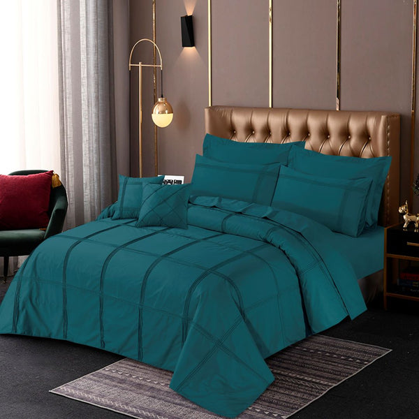 Square Pleated Duvet Cover 8 Pcs Set Zinc-40176 RFS