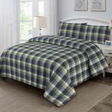 Cotton Bed Sheet Gray Green Check-30101