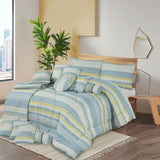 Cotton Bridal Comforter Set Baby Blue with Yellow-50139 OS