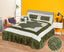 Silk Quilted Frilled Bed Sheet 5 Pcs Set Green & White King-50154 OS