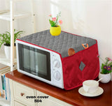 Quilted Microwave Oven Cover red and grey-OC4