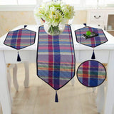 3 Pcs Quilted Table Runner Set  Red & Blue Check -704 OS