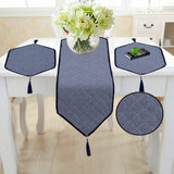 3 Pcs Quilted Table Runner Set Simple Gray-706 OS