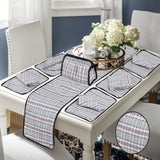 14 Pcs Quilted Table Runner Set Gray Check-1531 OS
