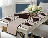 14 Pcs Quilted Table Runner Set Brown & Beige-1532 OS